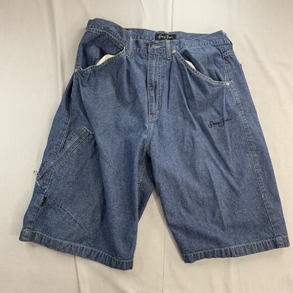 Vintage Y2K Sean John Denim Shorts Men's 34 Rap Hip Hop Streetwear Baggy Jorts - Picture 1 of 11